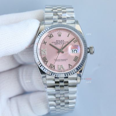 Clean Factory Rolex Datejust 3235 Pink Face Watch 36mm
